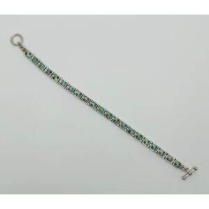 Vintage 925 Sterling Silver Bracelet with Green Stones 7 inches